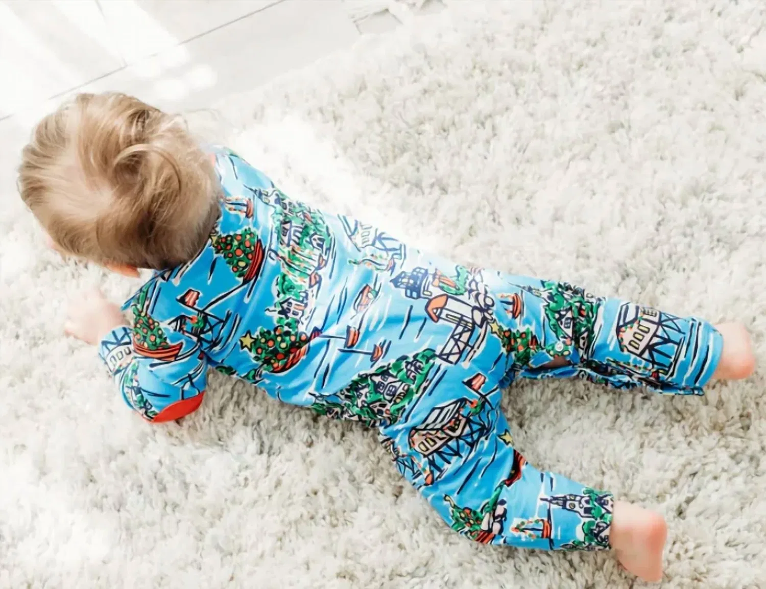 Детский комбинезон-слип с молнией Harborside Holiday Maddie & Connor Co., Blue Multi — фото 2