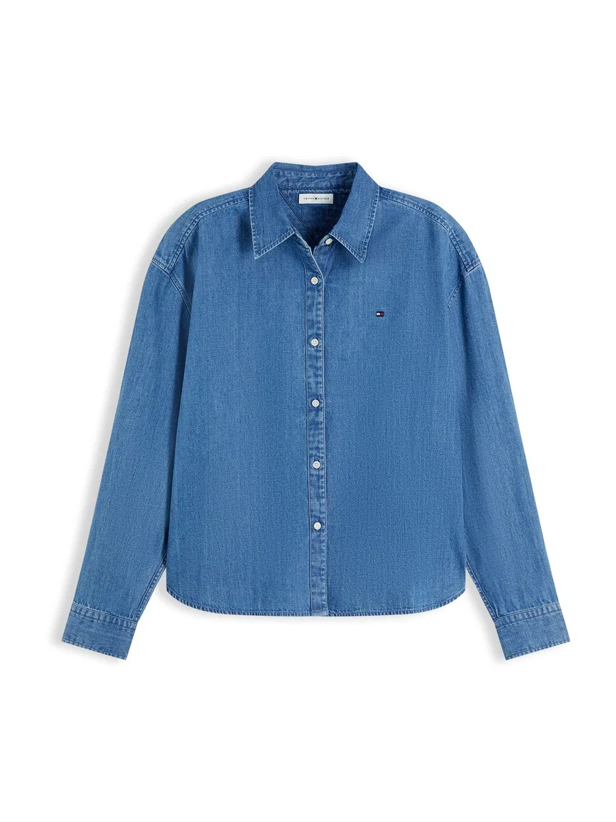 Блузка TOMMY HILFIGER 'Boxy Fit Lightweight' из синего денима