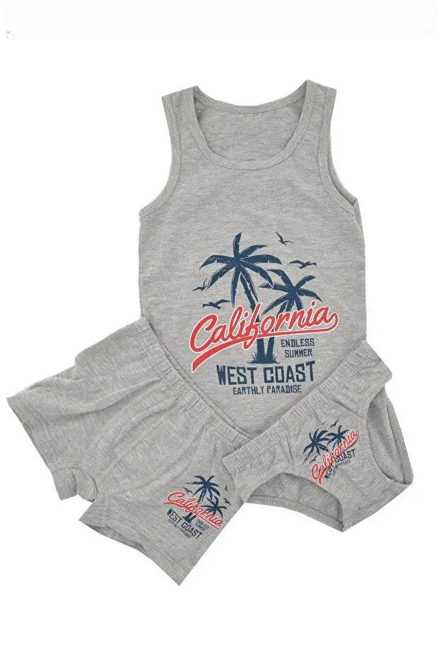 Детский комплект для мальчиков с принтом California Tank Top Boxer Set Luxxa, Gray