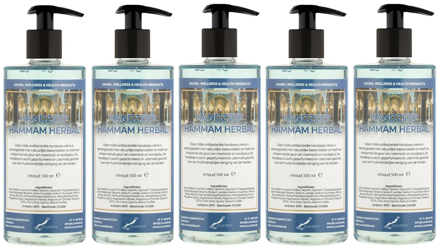 Жидкое мыло для рук Hammam Herbal, Claudius, набор 5 шт., 500 мл