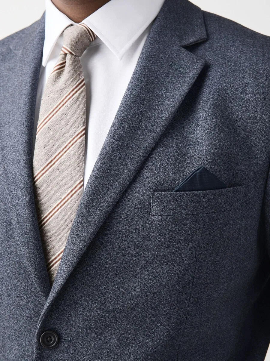 Деловой пиджак Next Slim fit 'Motionflex' темно-синего цвета — фото 4