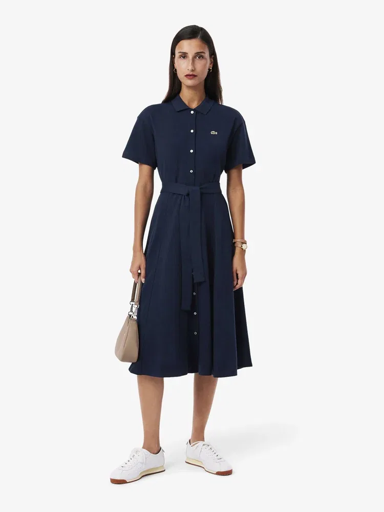 Платье-поло LACOSTE Navy, приталенное, синее — фото 4