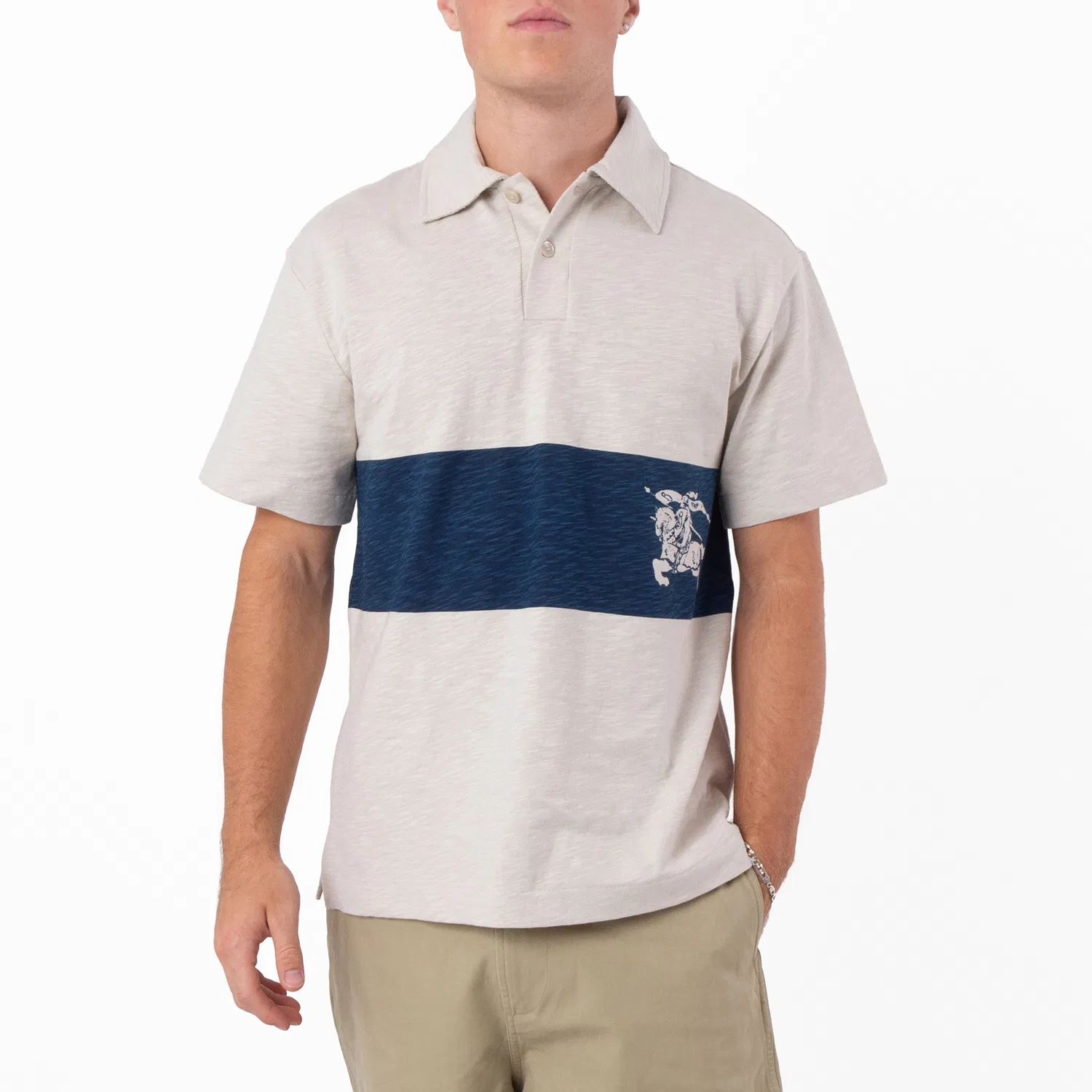 Поло из хлопка с принтом EKD Striped Cotton Polo Shirt Burberry, Plaster