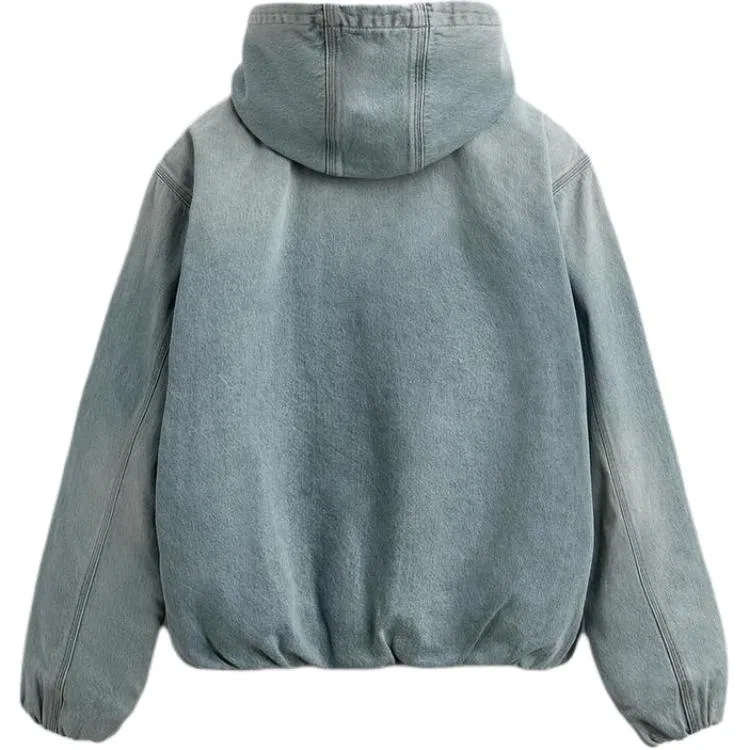 Мужская джинсовая куртка с капюшоном Aqua Blue ZARA, Aqua Blue — фото 3