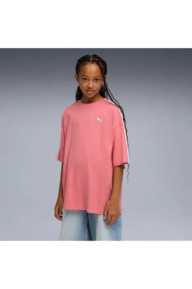 Детская футболка для девочек с принтом Oversized D Graphic Puma, Pink