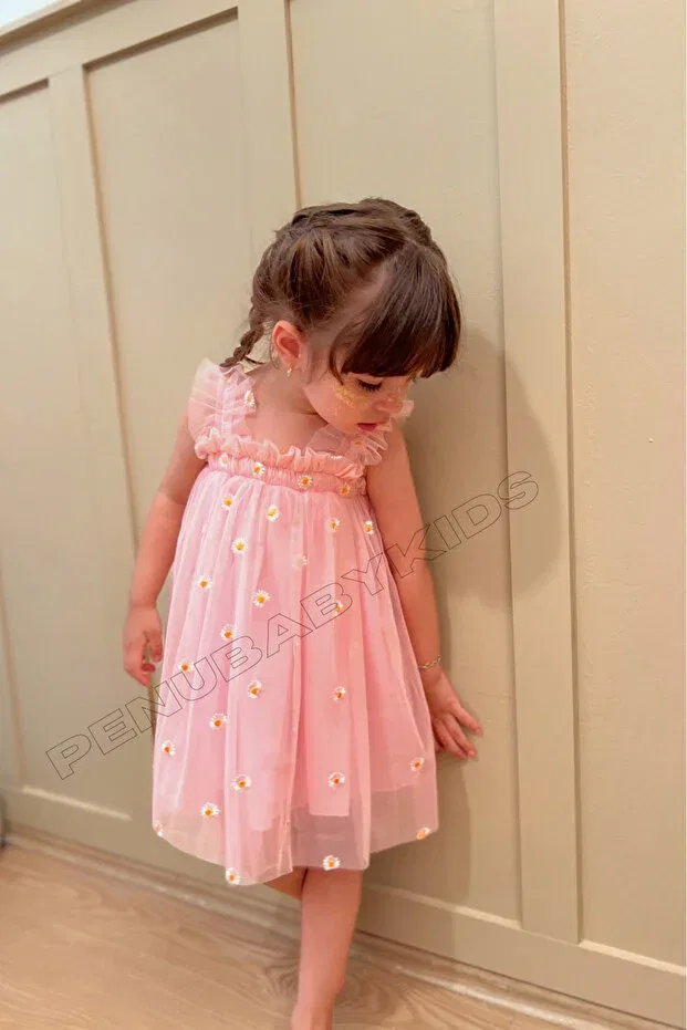 Детское платье для девочек с цветочным принтом Elisa Penu Baby Kids, Pink — фото 4