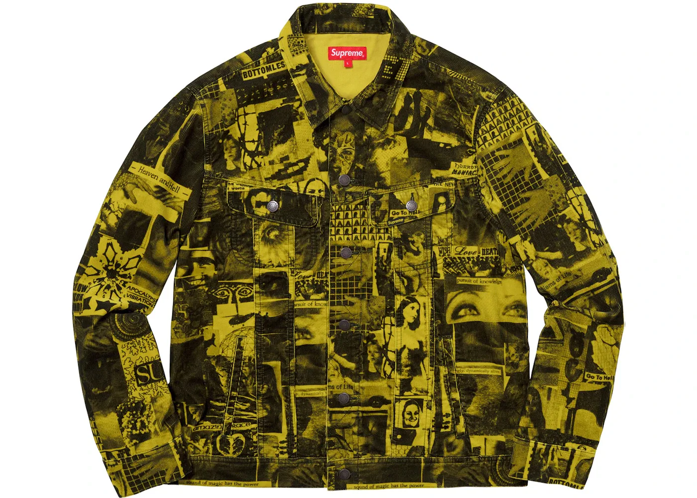 Мужской джинсовый куртка-тракер с принтом Supreme Vibrations Corduroy Trucker Jacket, желтый