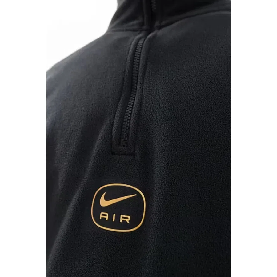 Свитшот мужской с полузамком Nike Air Half-Zip Fleece, Черный — фото 3