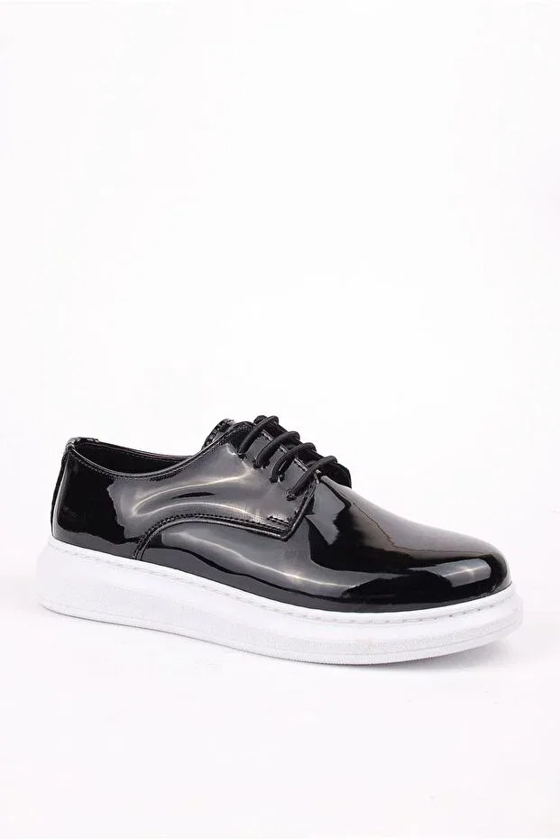 Детские классические туфли для мальчиков лакированные на шнуровке Boy'S black patent leather laced classic shoes Rıdvan Çelik, Black