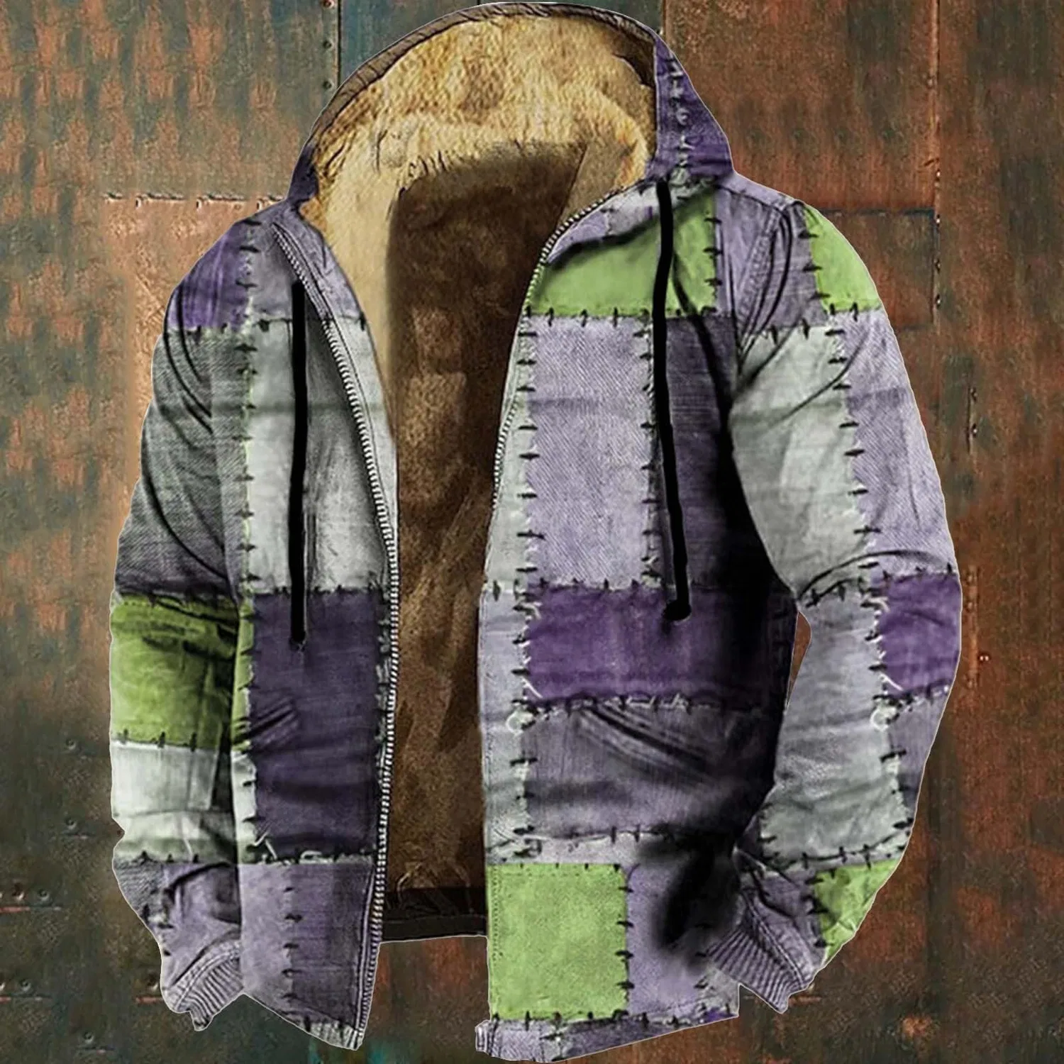 Мужская куртка с принтом Retro Colorblock Sweater, purple — фото 2