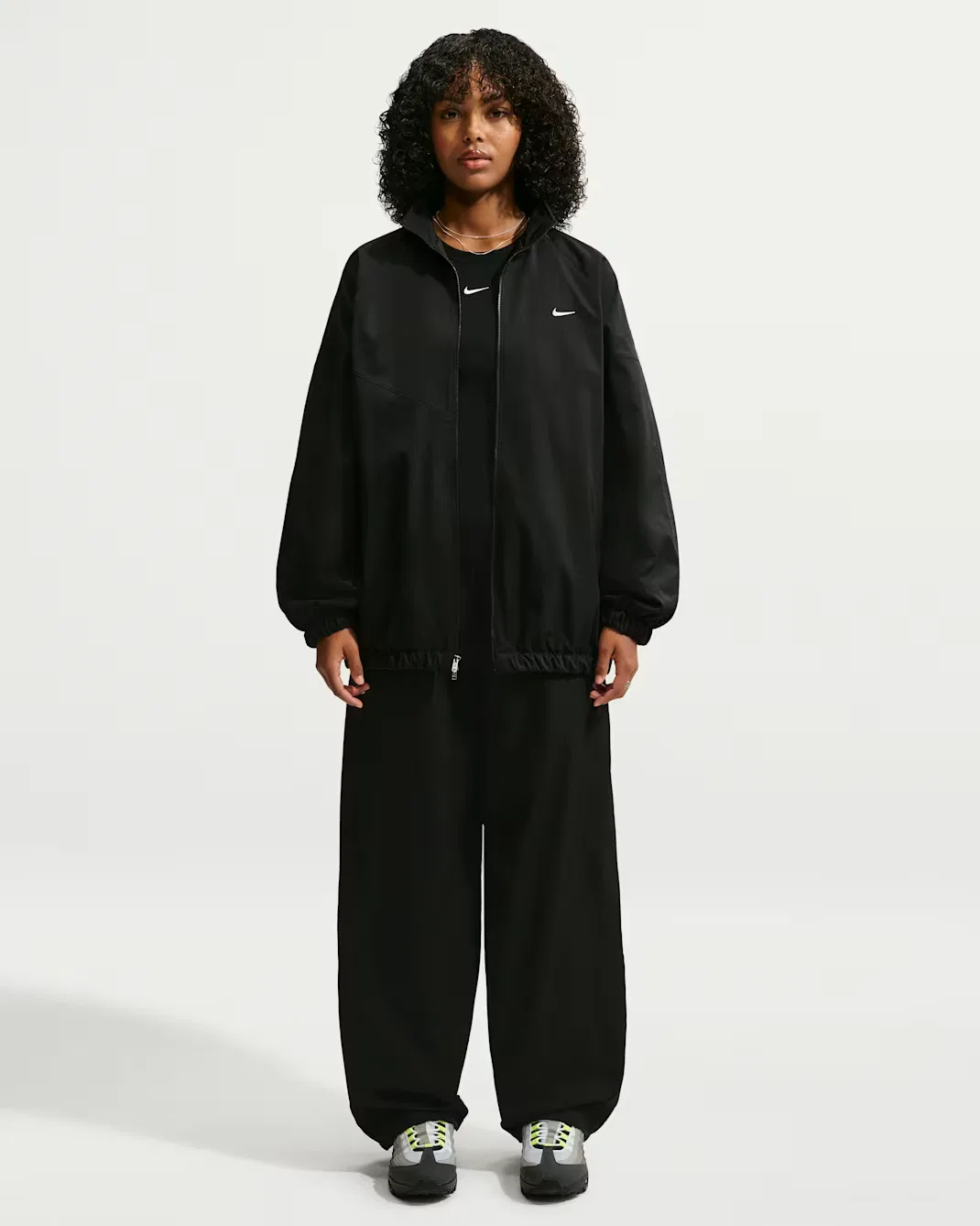 Женские свободные спортивные брюки с высокой талией Nike Sportswear, Black/Black/White