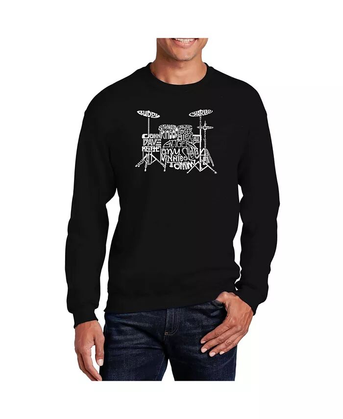 

Мужская толстовка Word Art Drums с круглым вырезом LA Pop Art, черный