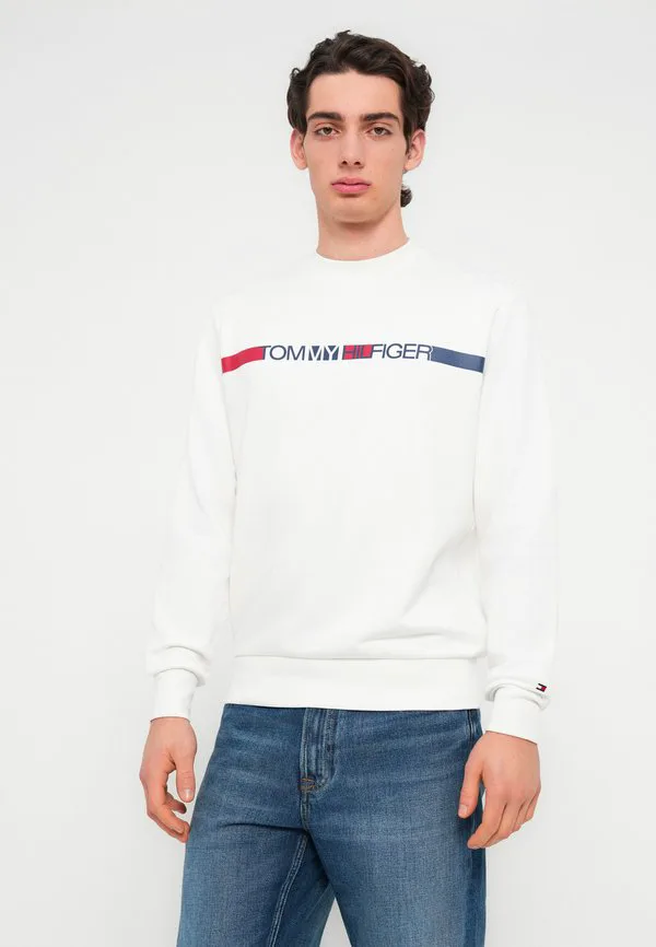 Толстовка с логотипом в полоску из французского махрового трикотажа Tommy Hilfiger, White — фото 4