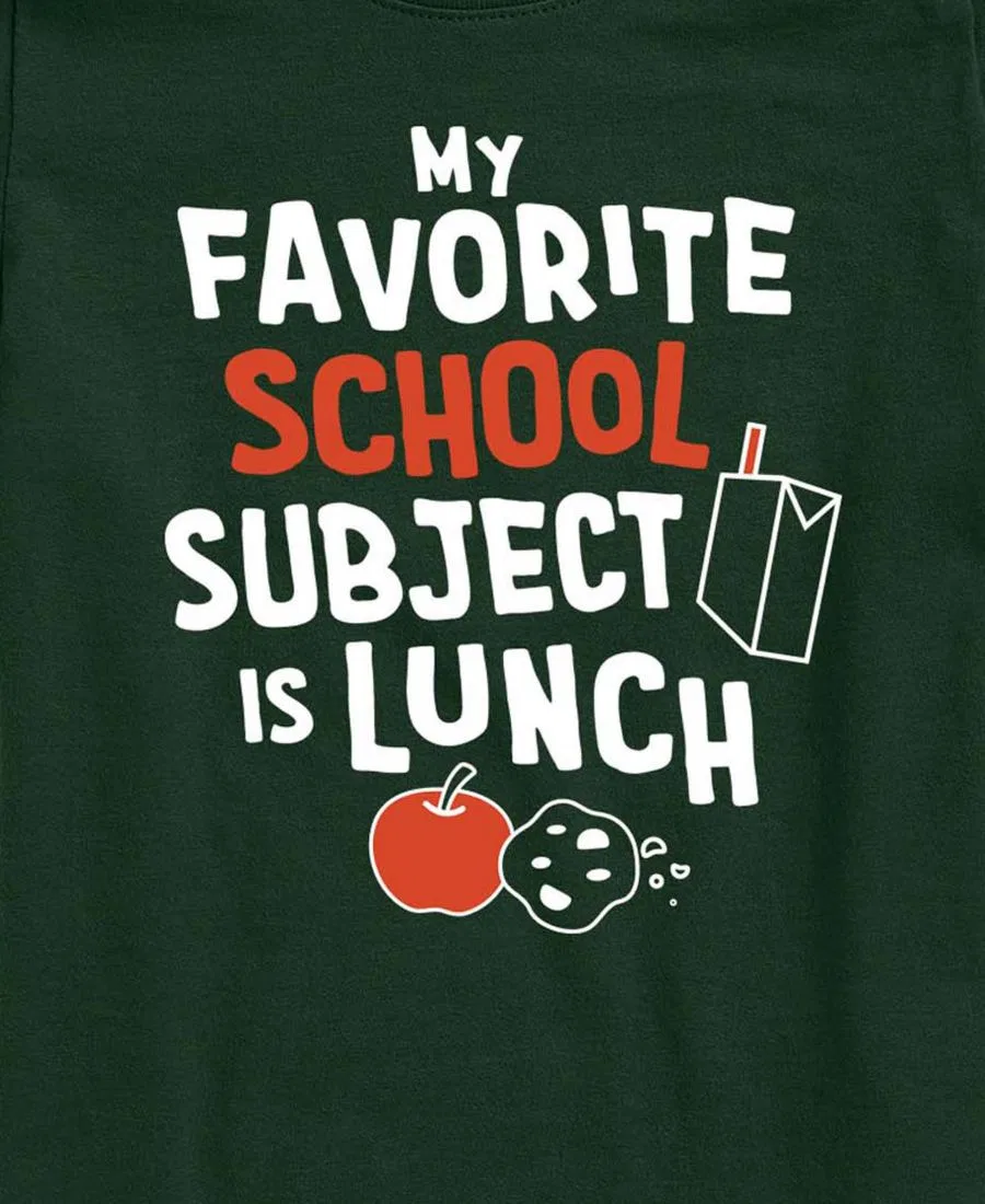 Детская футболка с коротким рукавом с принтом My Favorite School Subject Is Lunch Hybrid, Forest Green — фото 3