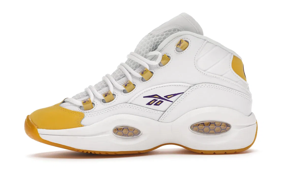 Детские кроссовки Lifestyle Reebok Question Mid Yellow Toe Reebok, White/Yellow-Ultraviolet — фото 3