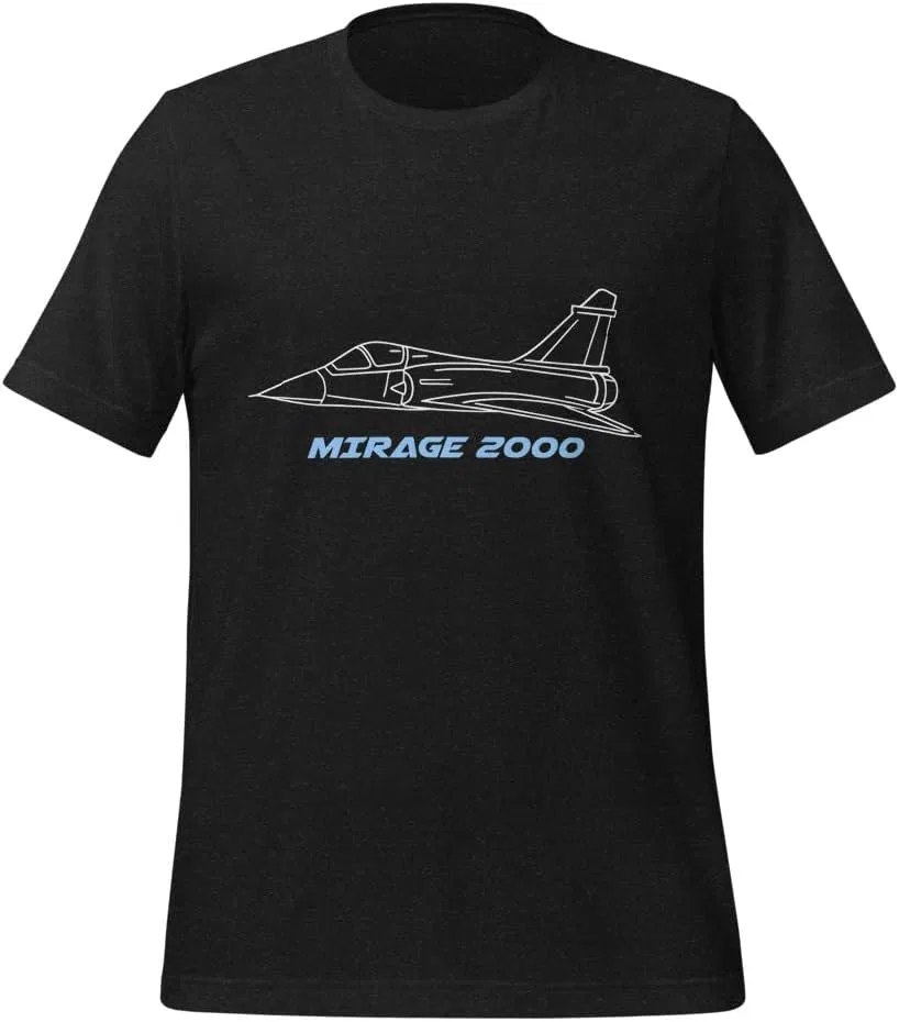 Мужская футболка с принтом самолета Mirage 2000, Black Heather
