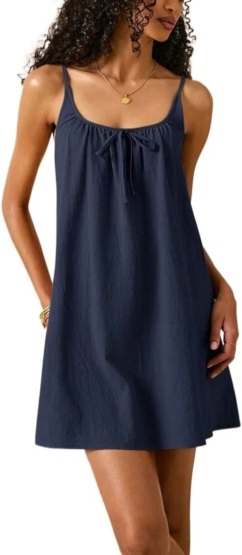 Женское повседневное платье на бретелях, Navy Blue