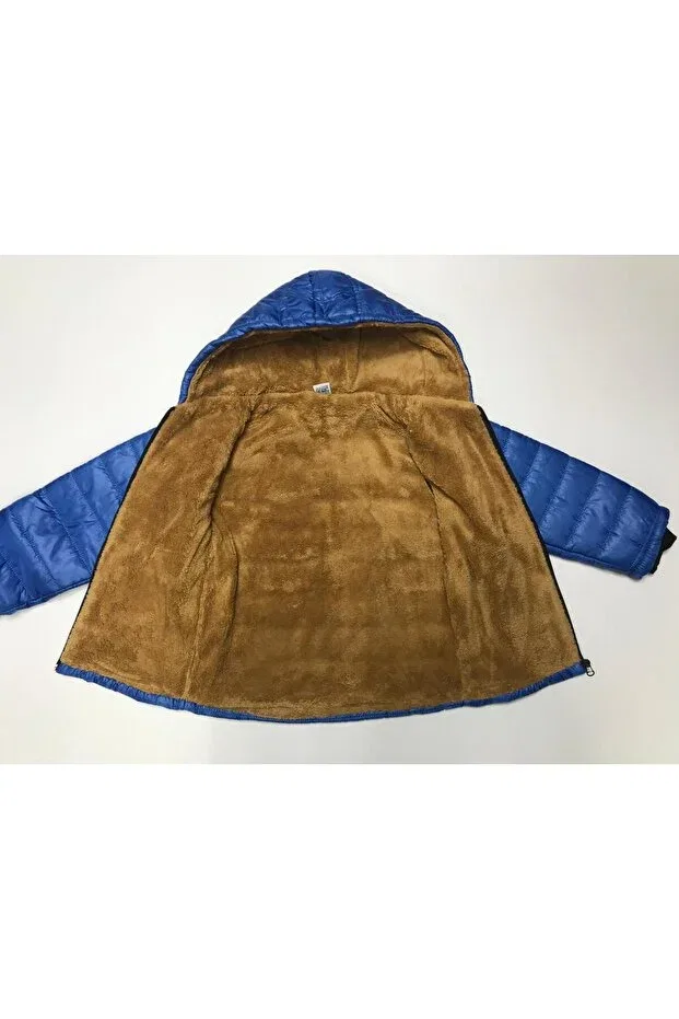 Детское пальто для мальчиков с капюшоном Winter zipper hooded double pockets welsoft lining water and wind resistant boy's coat Baby Slon Kids Clup, Sax Blue — фото 3
