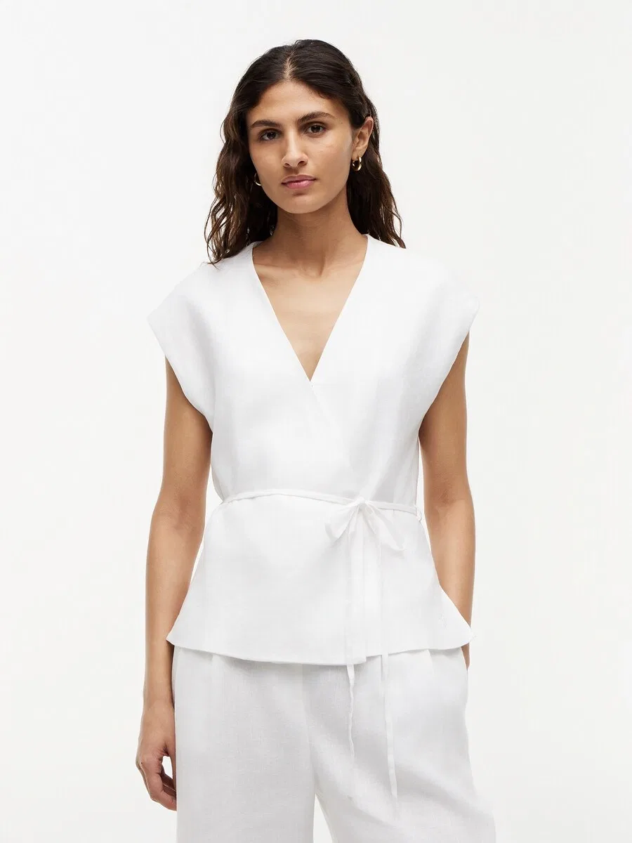 Жилет для костюма TOMMY HILFIGER 'Blend Wrap Waistcoat' белого цвета — фото 2