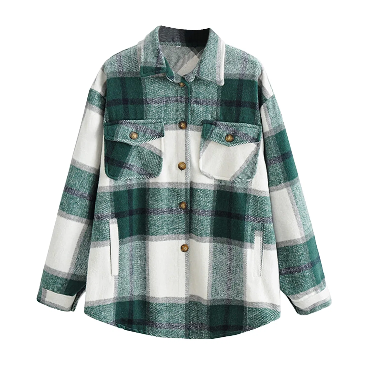 Женское пальто с принтом, модель Camicia da donna con bottoni, Verde — фото 2