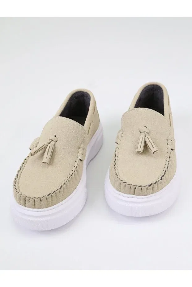 Детские лоферы на платформе для мальчиков, классические, Sirri, Beige — фото 4