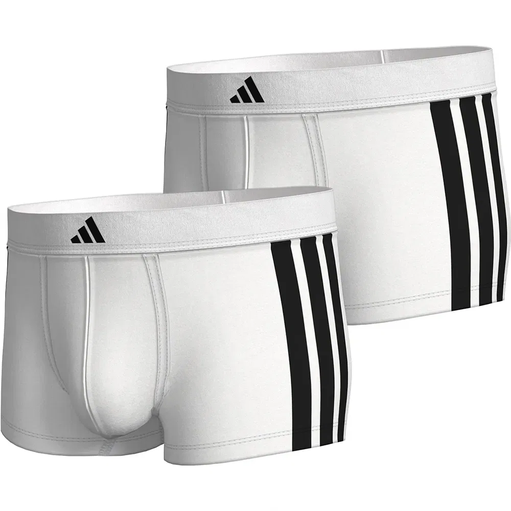 Мужские боксеры с эластичным поясом и фирменными тремя полосами Adidas, White — фото 3