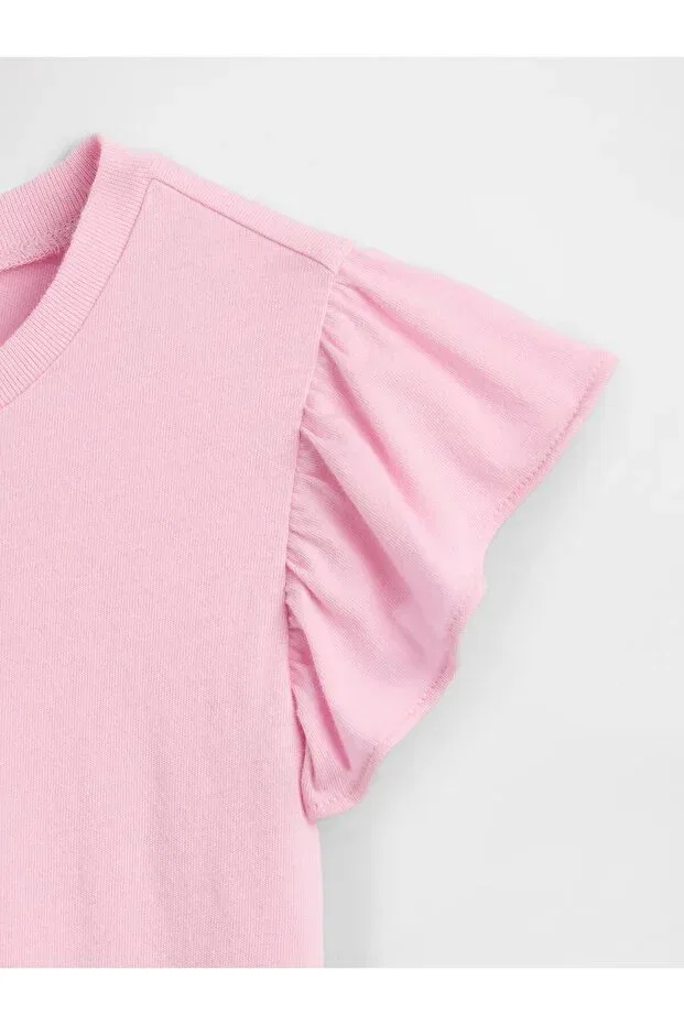 Розовая футболка для девочки с рукавами-крылышками Gap — фото 2