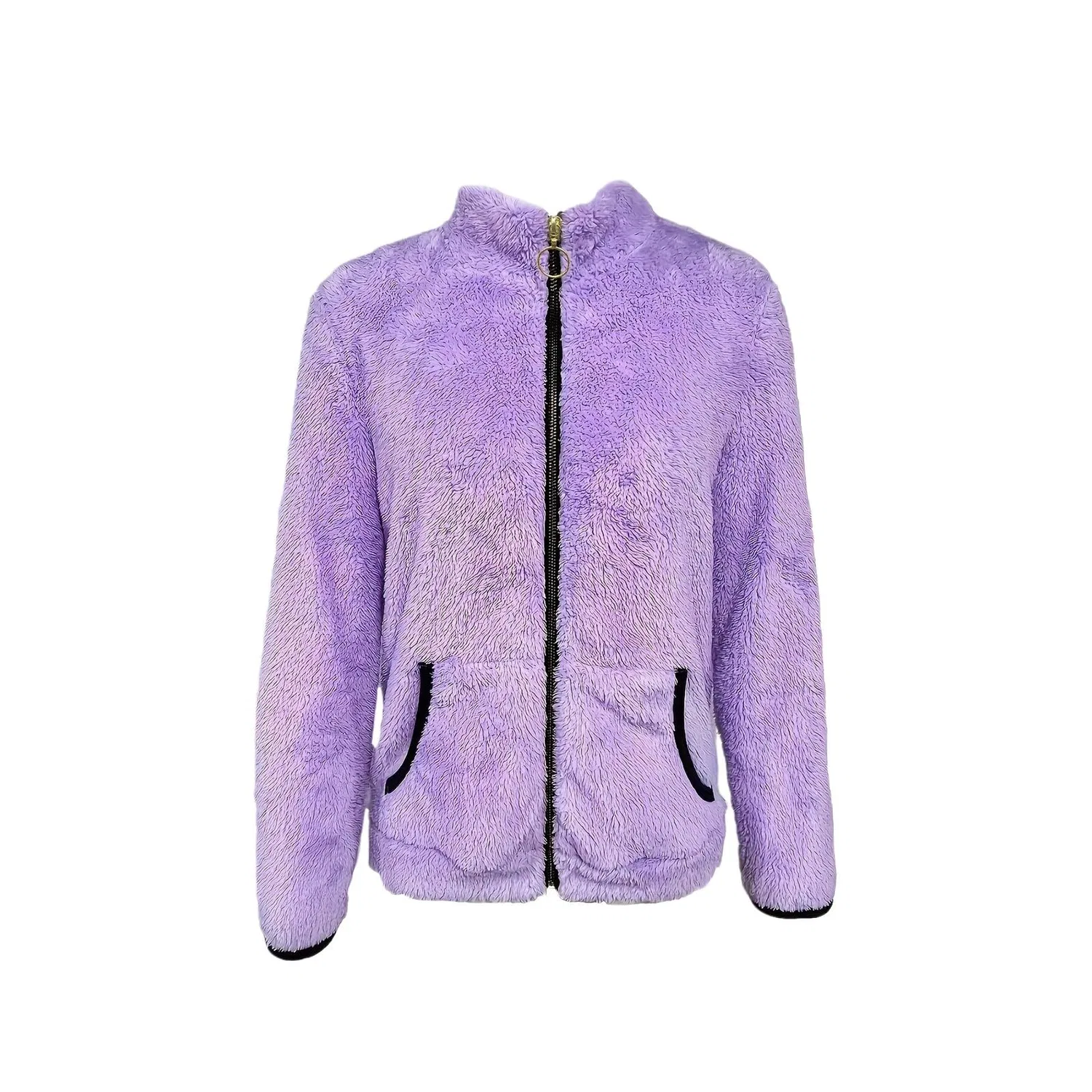 Женская куртка из флиса с воротником-стойкой и молнией, Light Purple — фото 3