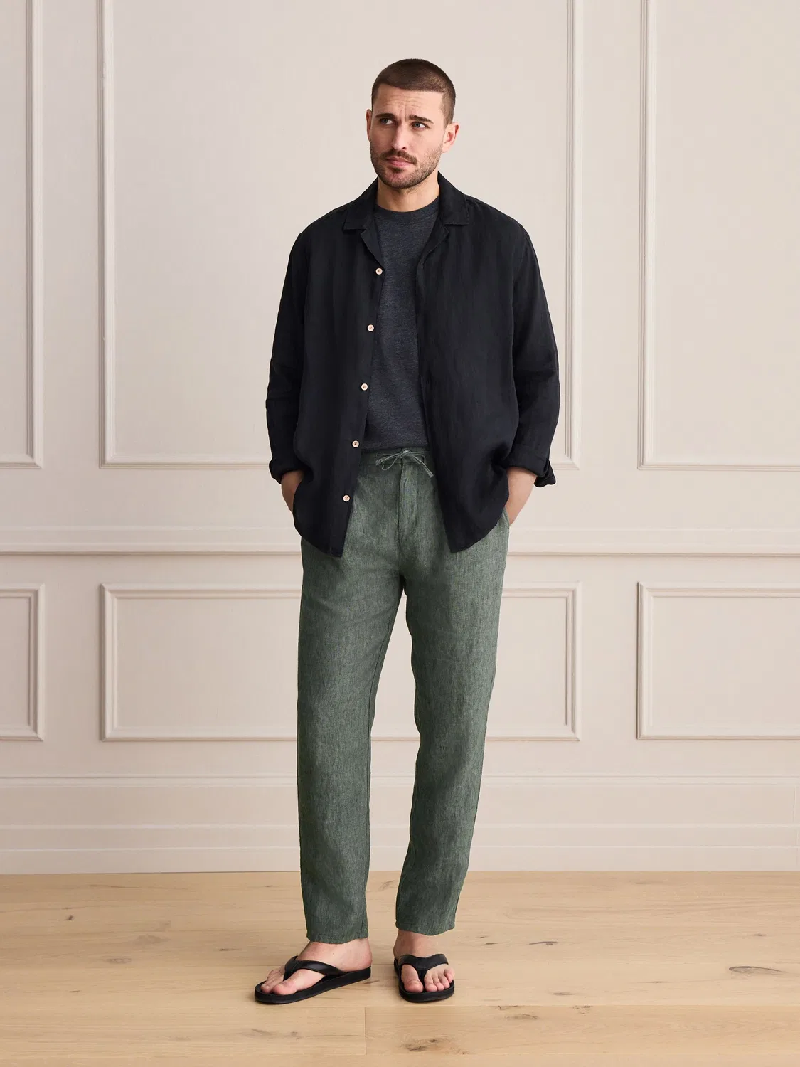 Брюки чинос со складкой, Regular Tapered Fit, Signature Next, зеленый