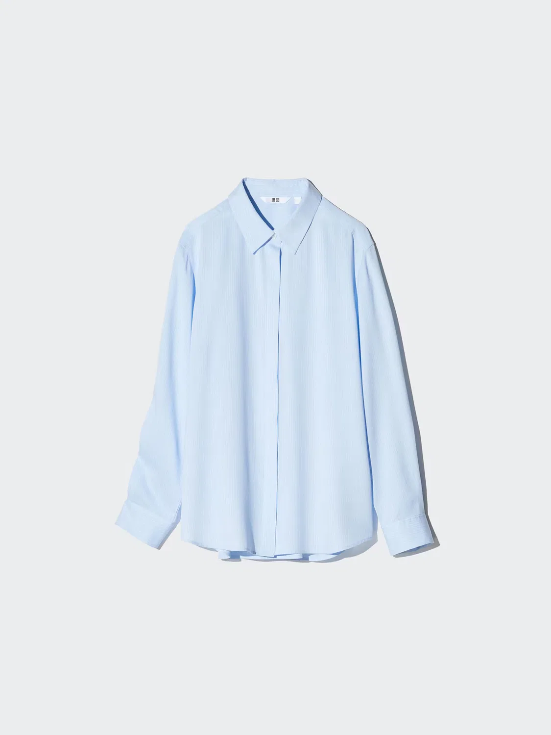 Блузка из вискозы Uniqlo, в полоску, синий — фото 4