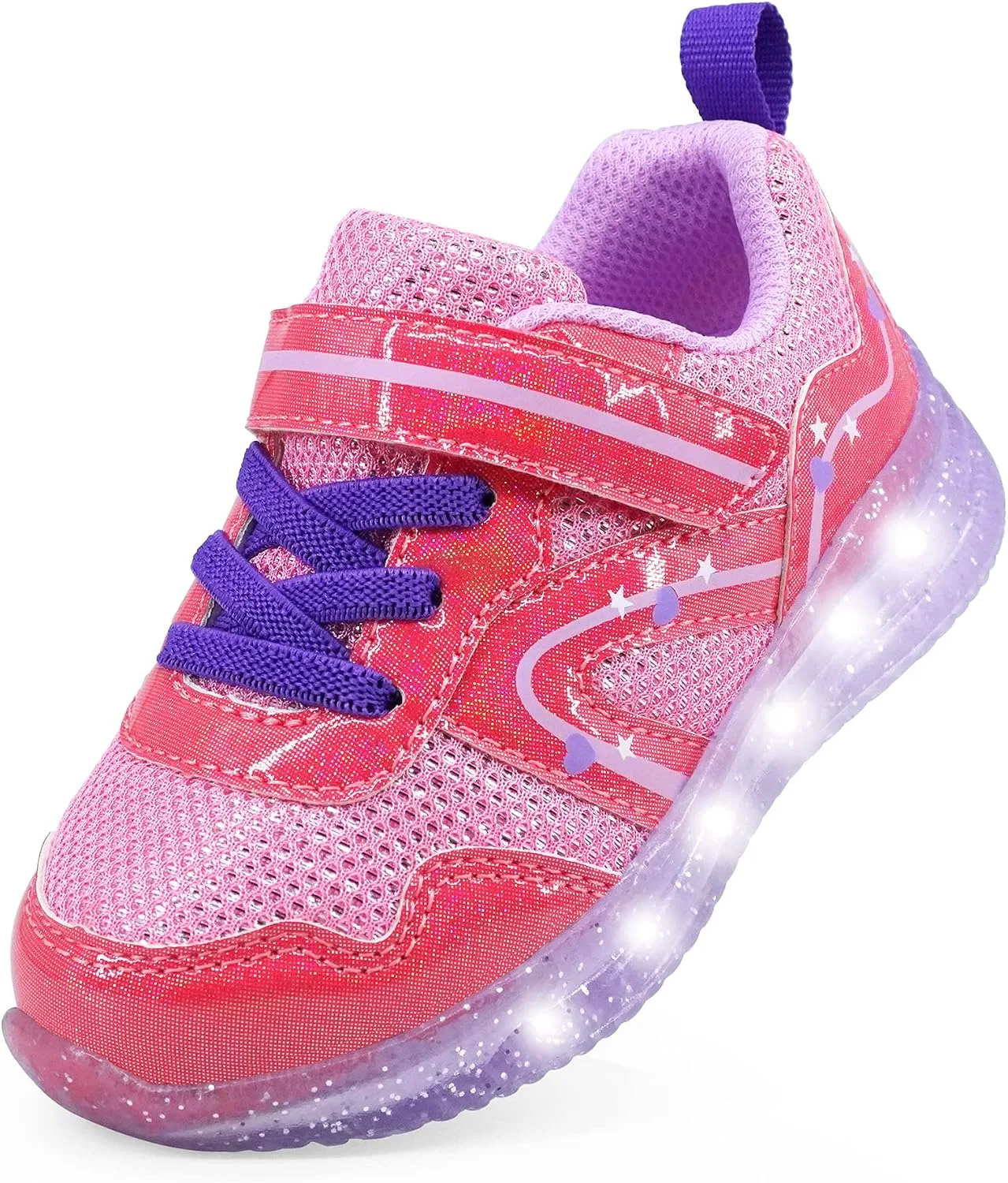Детские кроссовки для девочек со светящейся подошвой YESKIS, Red Light Up Shoes