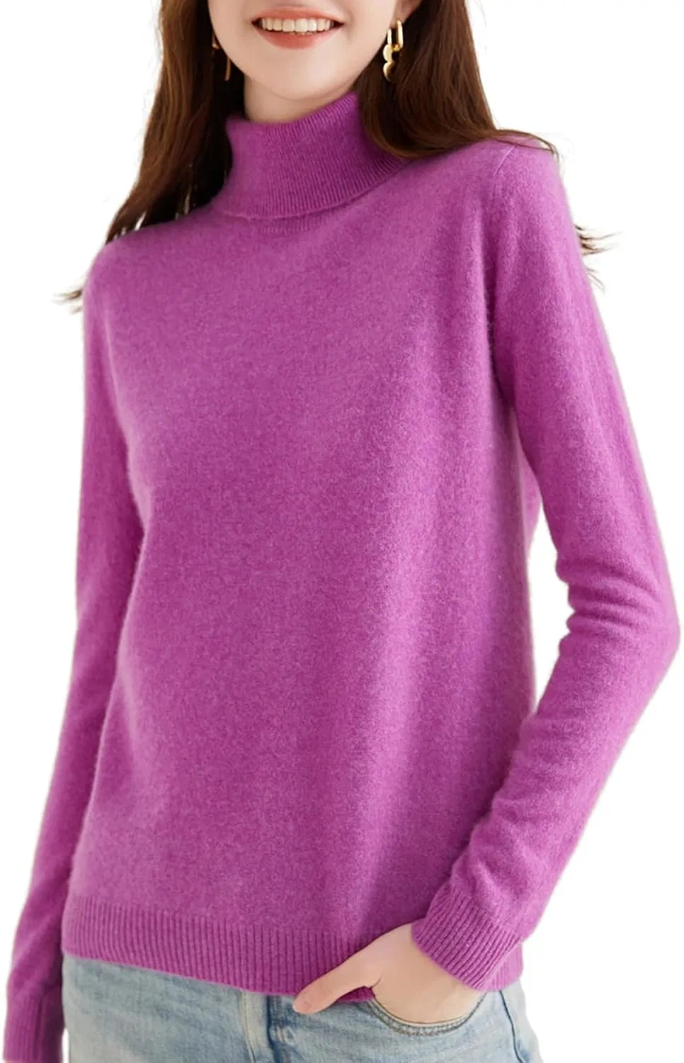 Женский свитер с высоким воротником, Casual Warm Fashion Top, чёрный — фото 2