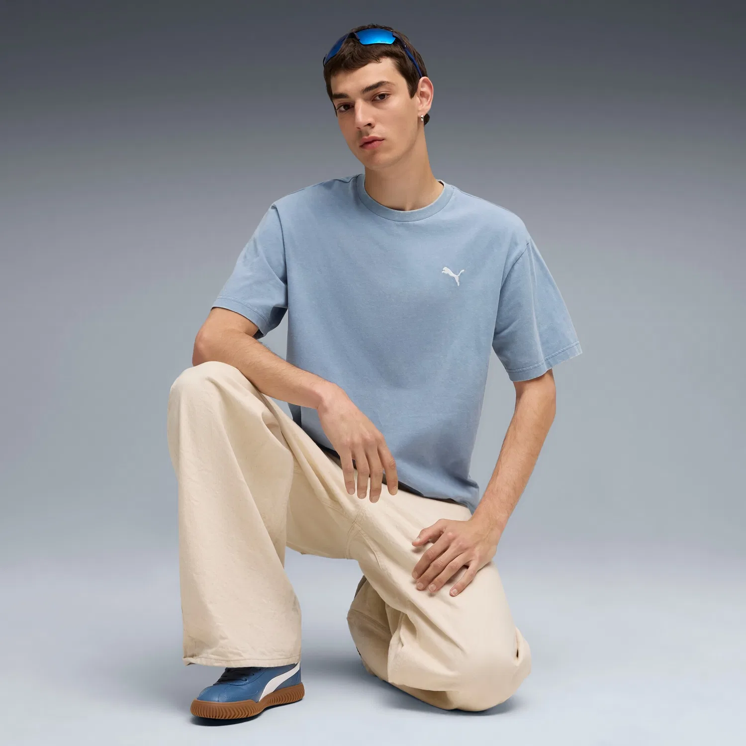 Детская хлопковая футболка с принтом PUMA, Cool Blue — фото 3