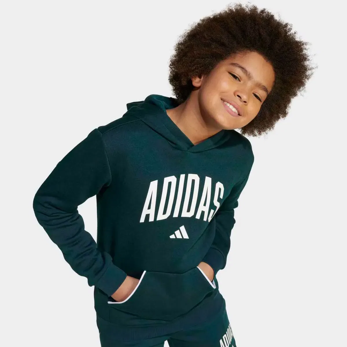 Детская худи с принтом Essentials Collegiate Typography adidas, Verde — фото 4