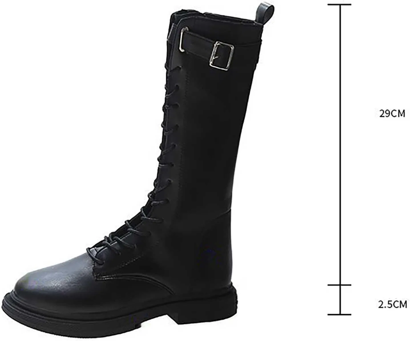 Детские сапоги для девочек с принтом, модель Girls Mid Calf Boots Fashion Tall Booties Non Slip Chunky Sole Wide Side Zipper Fall Shoes for Kids Girls, Black — фото 4