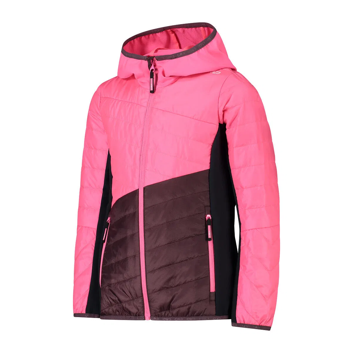 Детская ветрозащитная куртка с капюшоном CMP Kid Hybrid Jacket Fix Hood, Королевский Пурпурный Бордо — фото 3