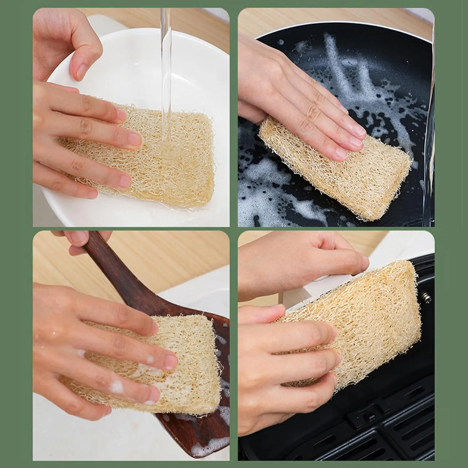 Мочалка для посуды Loofah, COMFOLIVING, 11x7 см, 100 г, Luffa-gurt — фото 4