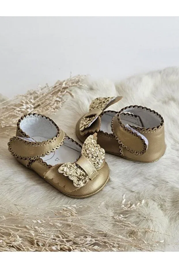 Детские мокасины-пинетки из натуральной кожи Angel Platinum Gold Hodore, Platinum Gold — фото 3