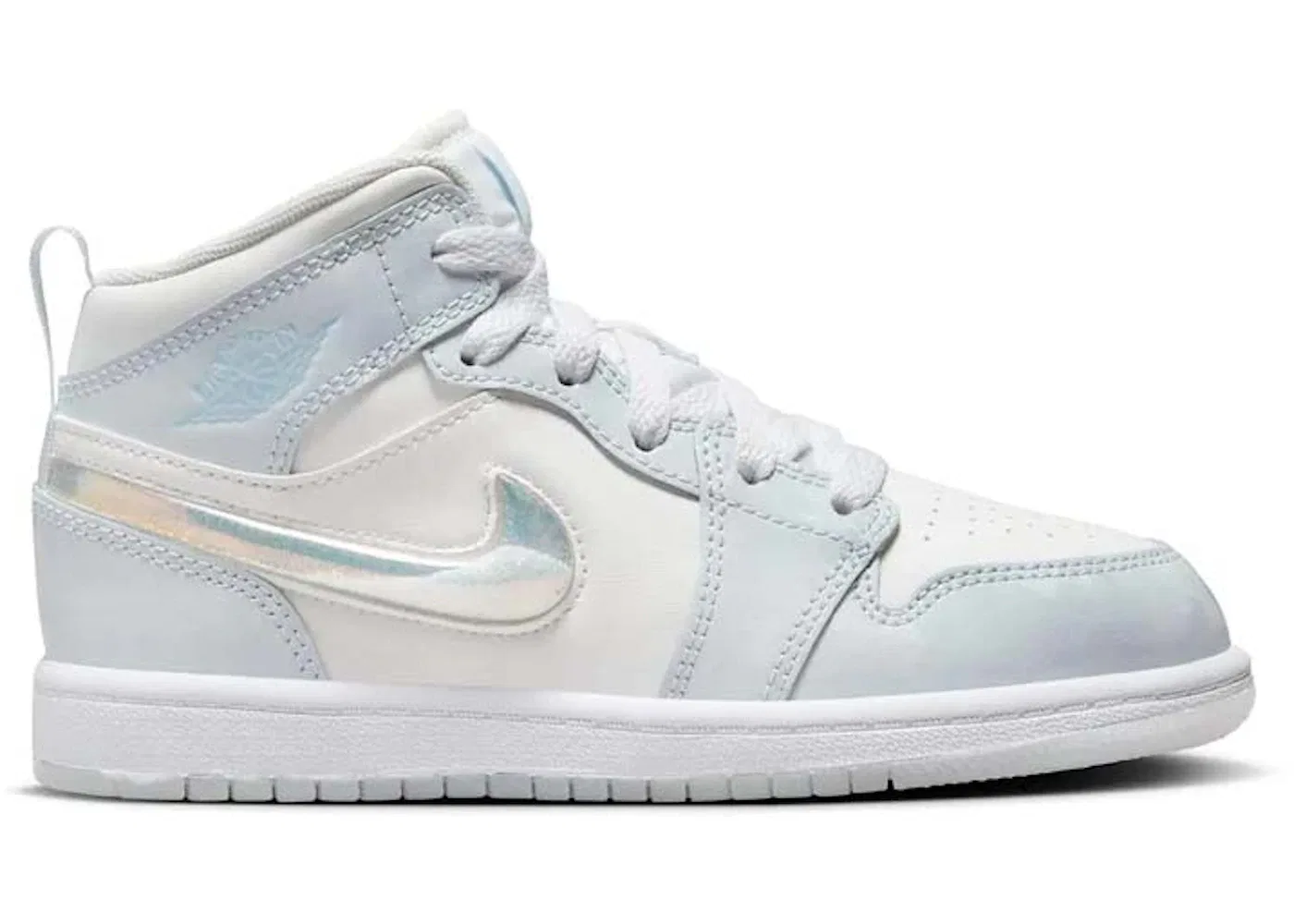 Детские кроссовки с блестящим swoosh Jordan 1 Mid SE Jordan, Blue Tint/Summit White/White/Ice Blue