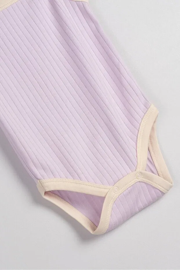 Детское боди-комбинезон с коротким рукавом и шорты хлопковые Basics Bondberro, Lilac — фото 3