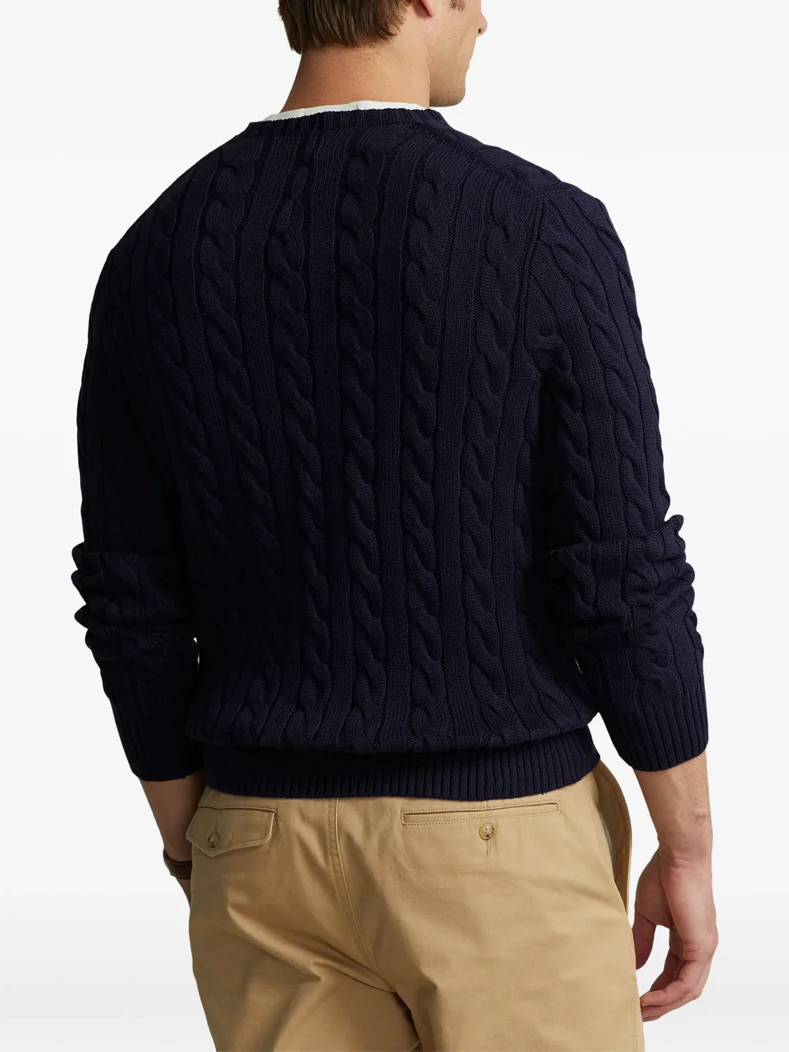 Свитер с круглым вырезом и косичками Polo Ralph Lauren, синий — фото 4