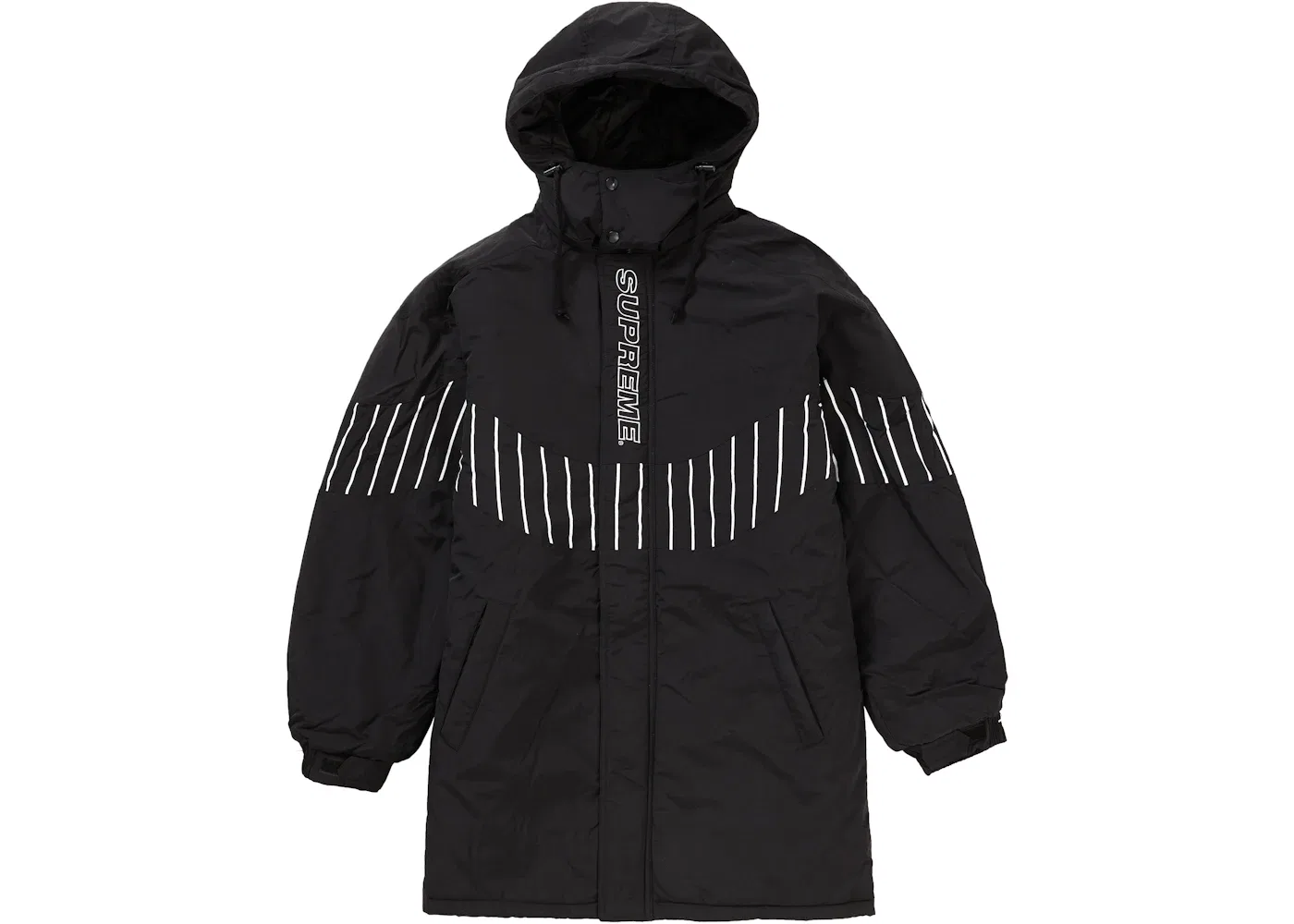 Мужская куртка-парка с принтом Supreme Pinstripe Panel Supreme, Black