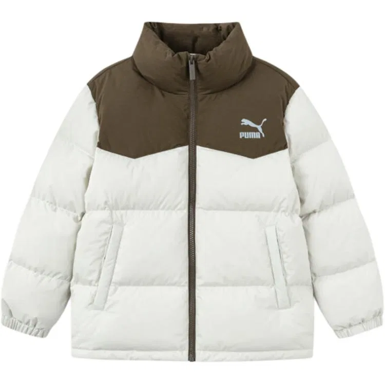 Детская куртка пуховик с воротником-стойкой PUMA, Premium Gray