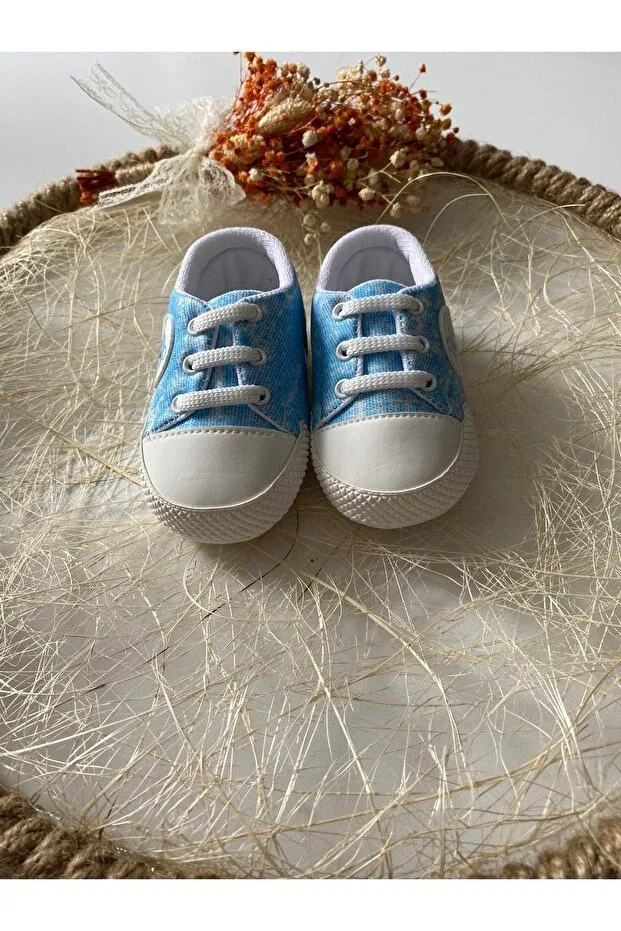 Детские ботиночки для мальчиков с узором Teddy bear patterned Pamily Baby, White Blue