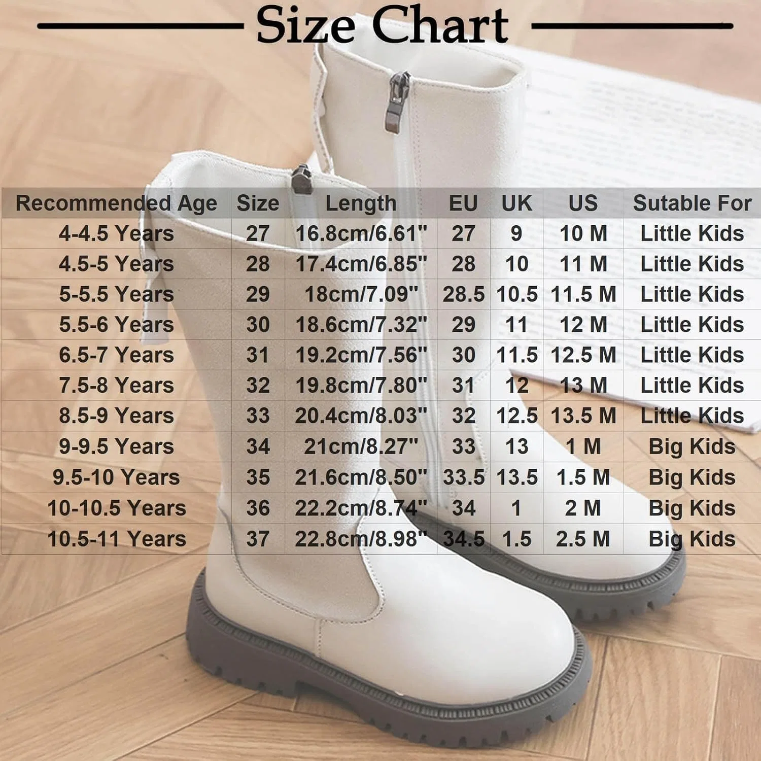 Детские сапоги для девочек из PU-кожи с молнией Zzalalana, White — фото 3
