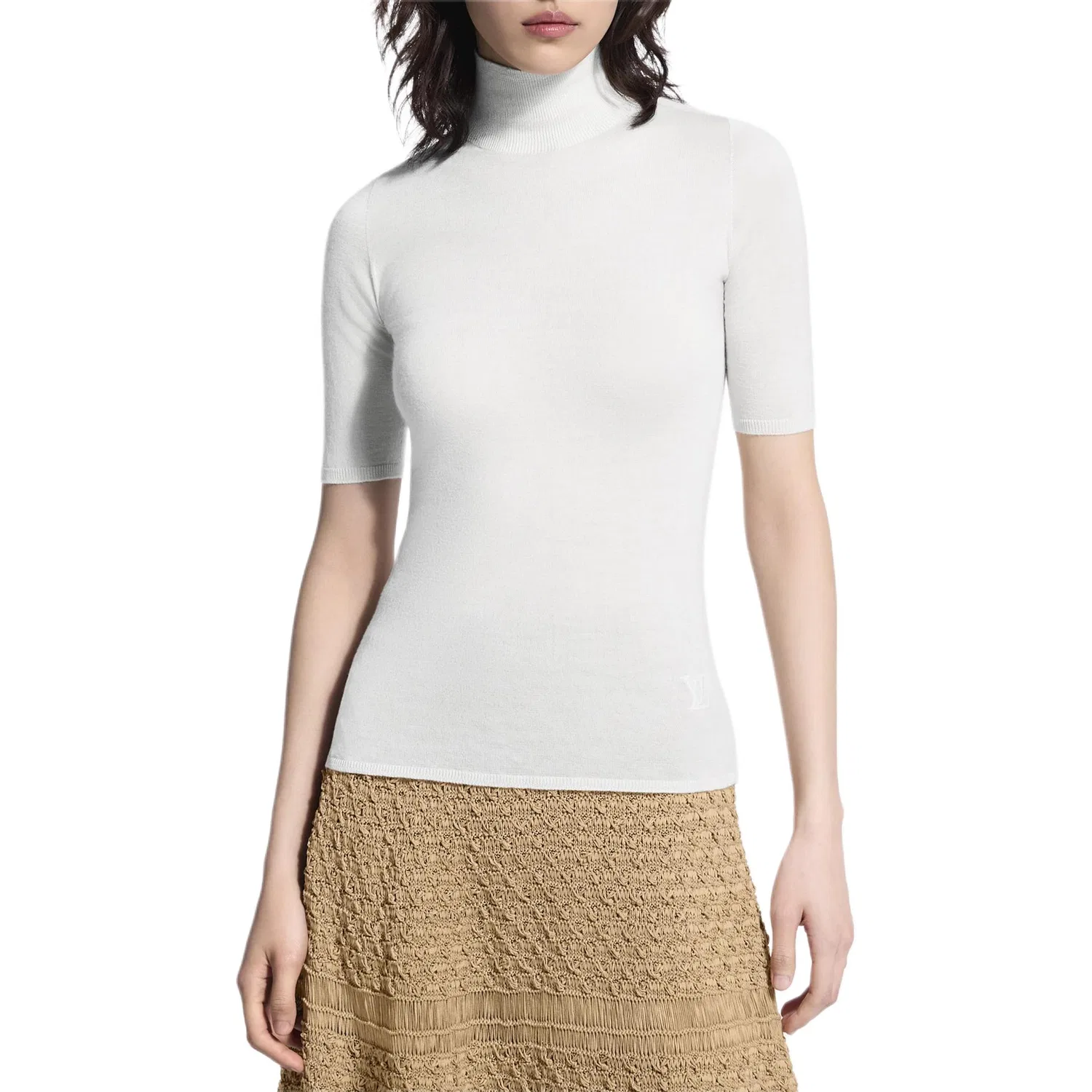 Женский кашемировый свитер с воротником-стойкой Turtleneck Moderate, LOUIS VUITTON, White — фото 3