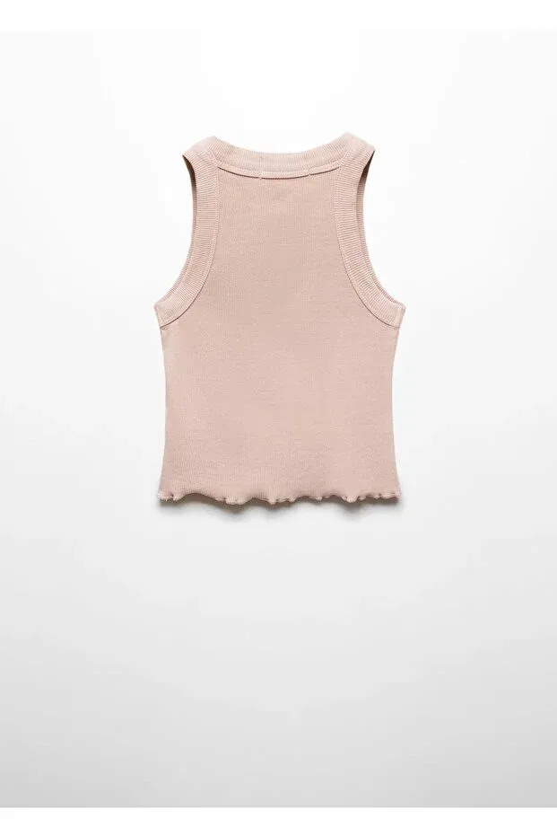 Детская майка на тонких бретелях для девочек коллекция Basics Mango Kids, Pink — фото 2