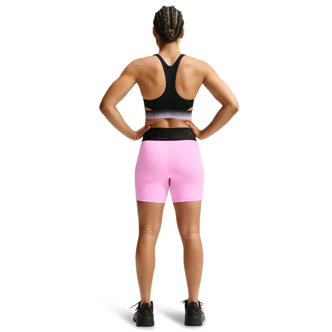 Женские велосипедки с высокой посадкой Pro Dri-FIT Sculpt 5" Nike, Black/Pink Rise — фото 4