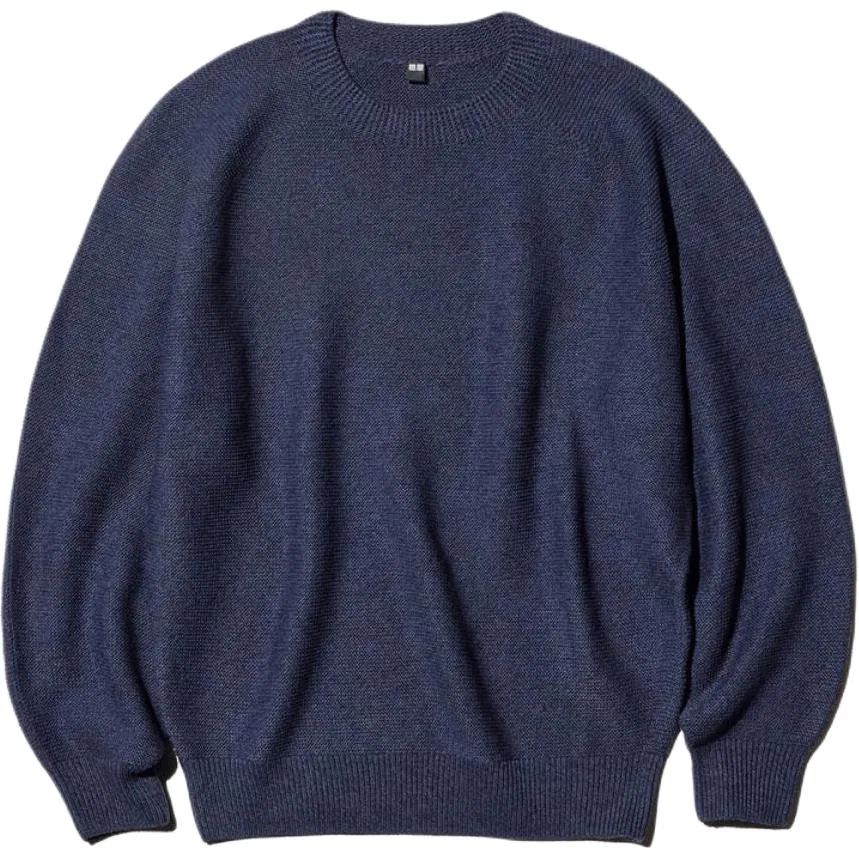 Мужской джемпер из трикотажа с круглым вырезом UNIQLO, Navy Blue
