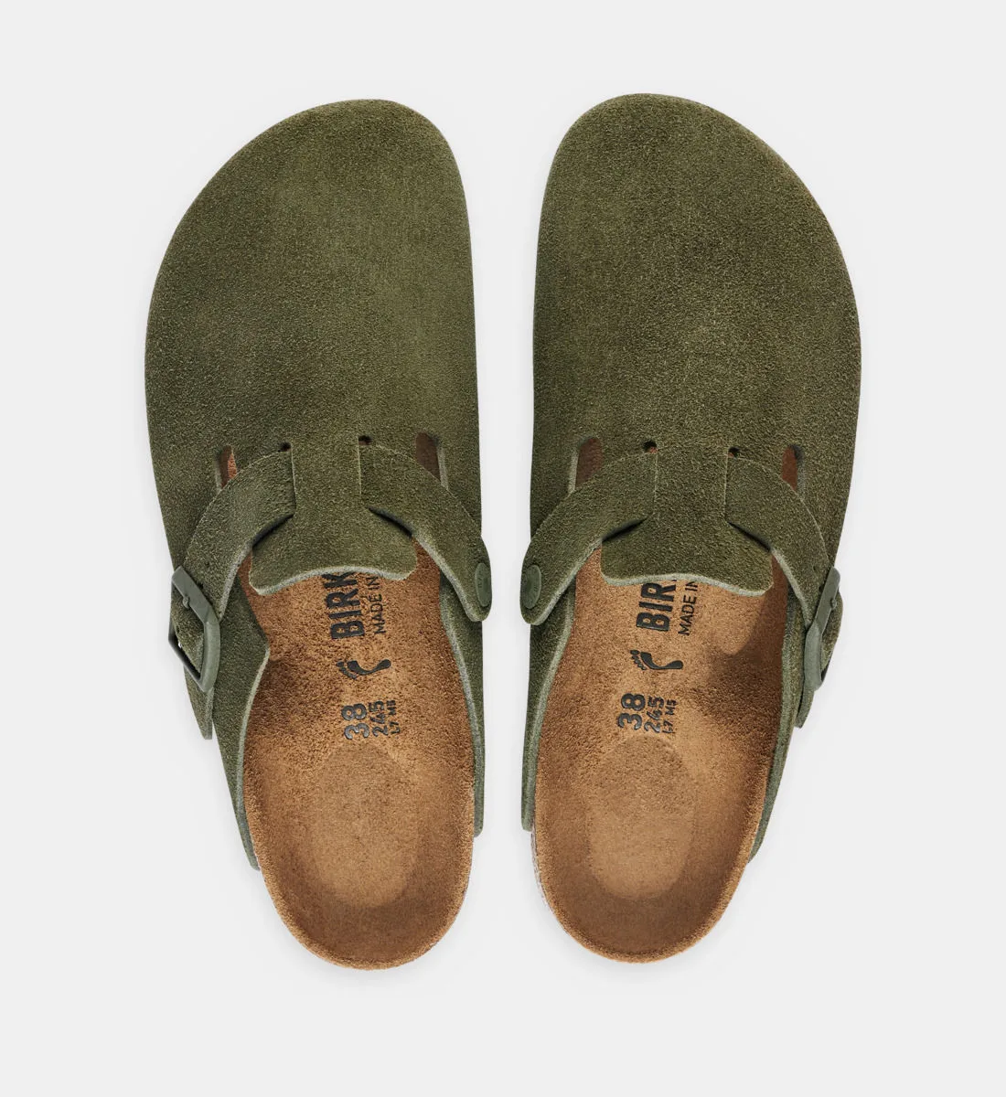 Сабо Boston из замши BIRKENSTOCK, хаки — фото 3